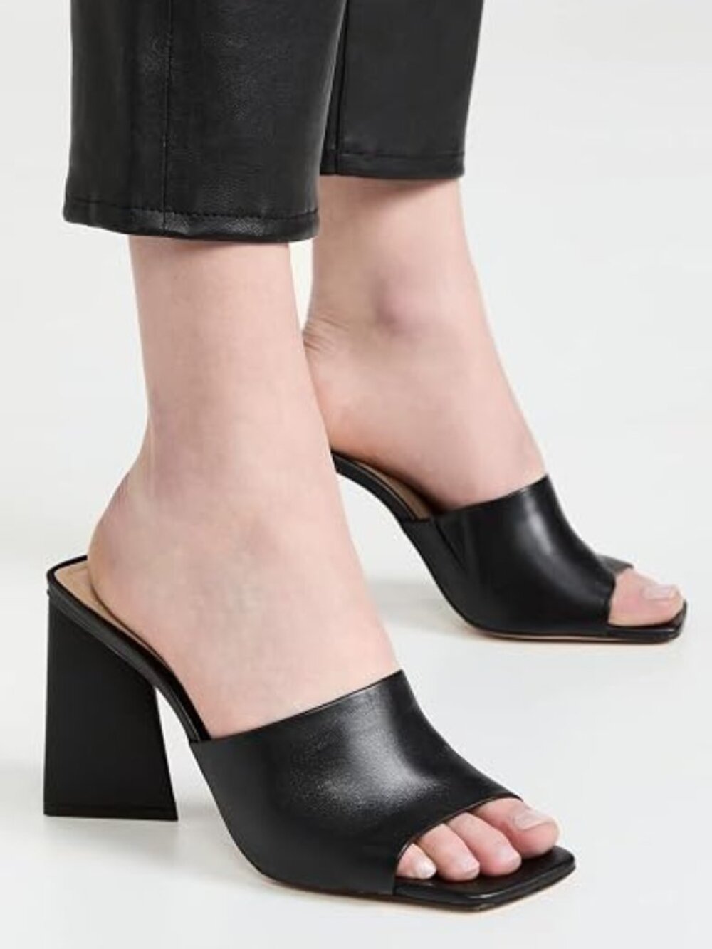 Schutz Lizah Sandals in Black Napa Leather